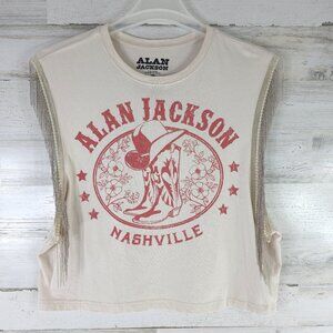 ALAN JACKSON NASHVILLE COUNTRY MUSIC SLEEVELESS CREAM SHIRT WOMEN'S SIZE LARGE..